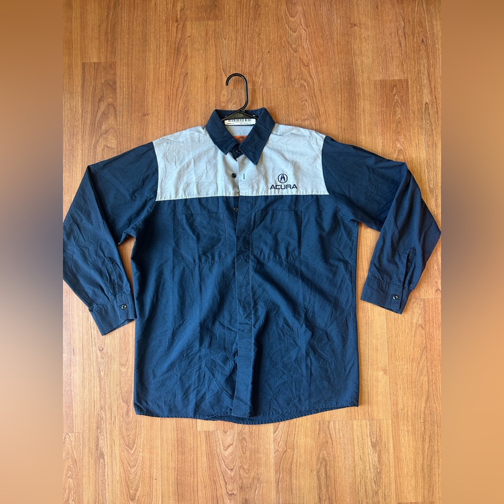 Vintage Red Kap Long Sleeve Toyota Acura Technician Work Shirt Size L